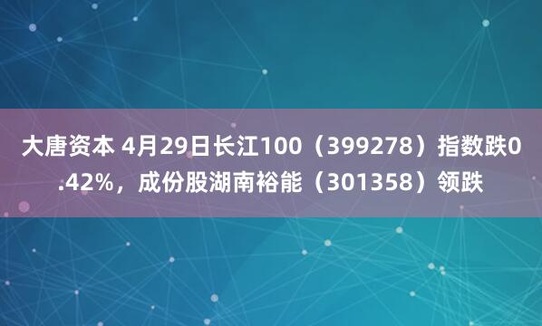 大唐资本 4月29日长江100（399278）指数跌0.42%，成份股湖南裕能（301358）领跌
