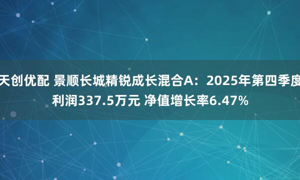 天创优配 景顺长城精锐成长混合A：2025年第四季度利润337.5万元 净值增长率6.47%