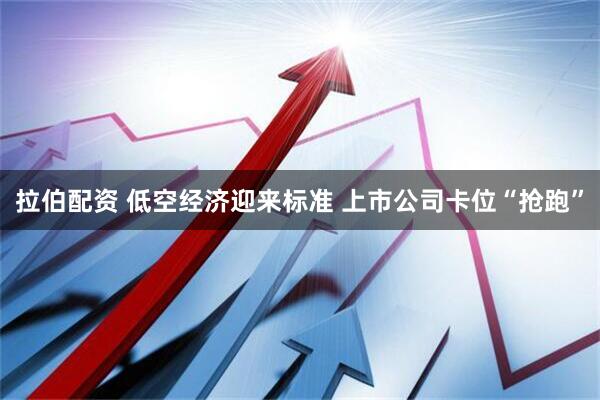 拉伯配资 低空经济迎来标准 上市公司卡位“抢跑”